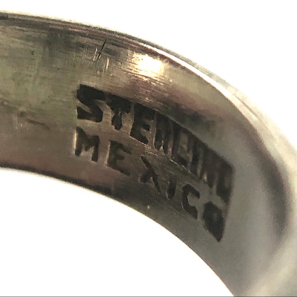 Vintage Green Chrysocolla Sterling Silver Leaf Statement Ring Size 5.5 Mexican - Picture 6 of 8